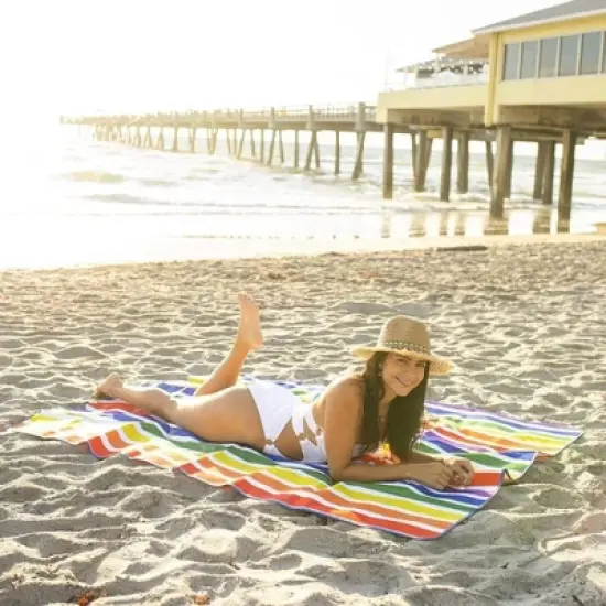 YardCandy Rainbow Waterproof & Sandproof Picnic Blanket For Adults & Kids Beach Backyard BBQ Parks image {5}