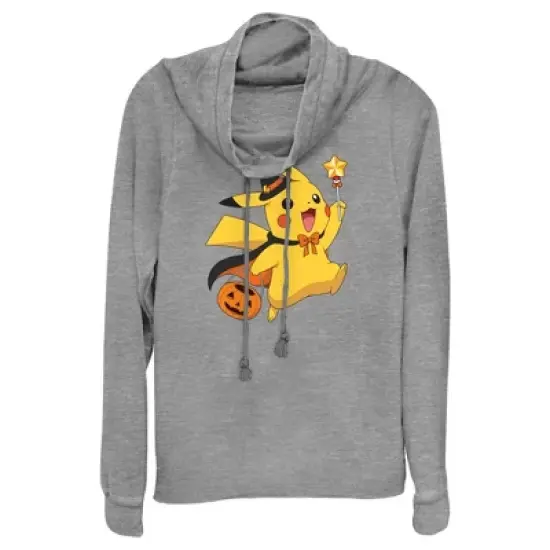 Junior's Pokemon Halloween Pikachu Wizard Cowl Neck Sweatshirt image {3}