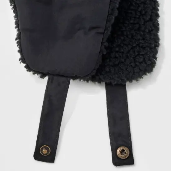 Men's Non-Quilting Faux Shearling Trapper Hat - Goodfellow & Co&trade; Black image {4}