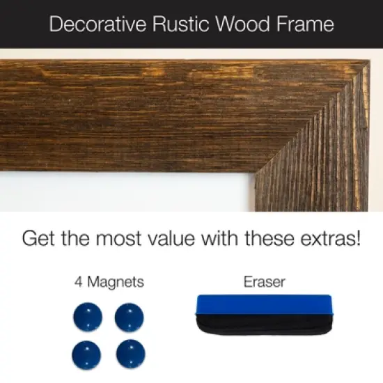 Excello Global Products Rustic Wooden Magnetic Dry Erase Whiteboard, 24"x36" image {3}