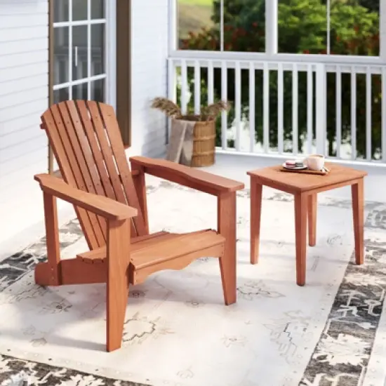 Tangkula 2PCS Solid Wood Garden Chair w/ High Backrest Wide Armrests & Contoured Seat image {2}