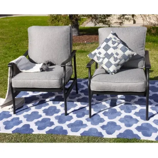 2pc Steel Outdoor Patio Accent Chairs - Lokatse
 image {1}