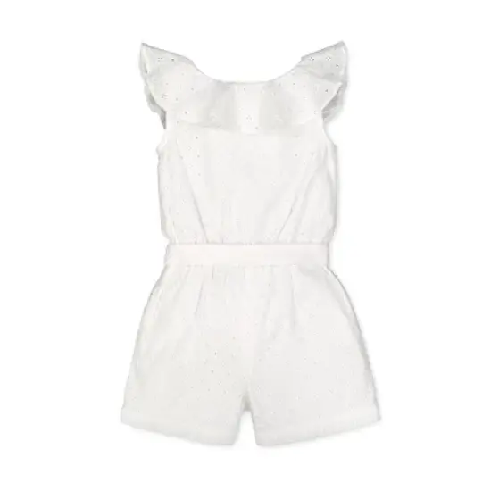 Hope & Henry Girls' Organic Cotton Ruffle Collar Button Front Romper, Kids image {3}