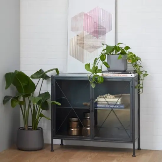 Industrial Metal Cabinet Black - Olivia & May image {21}