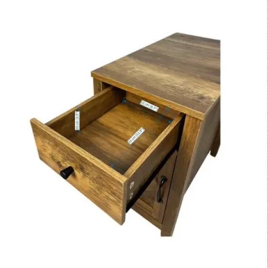 Kumasinova Wood Nightstand with Charging Station,Farmhouse Night Stand with Barn Door&Drawer,Bedside Table with Storage,Bedroom Furniture image {4}