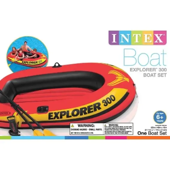 Intex Explorer 300 Compact Inflatable Three Person Raft Boat | 58332EP image {3}
