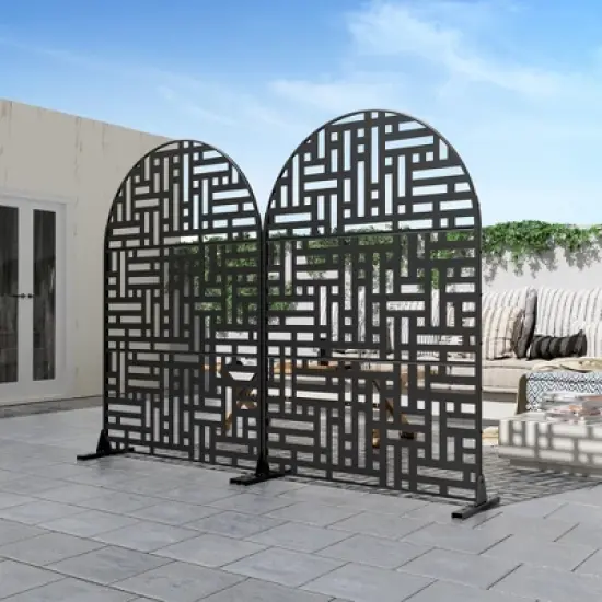 PexFix 72 in. x 47 in. Arched Outdoor Metal Privacy Screen Garden Fence in Street Pattern image {3}