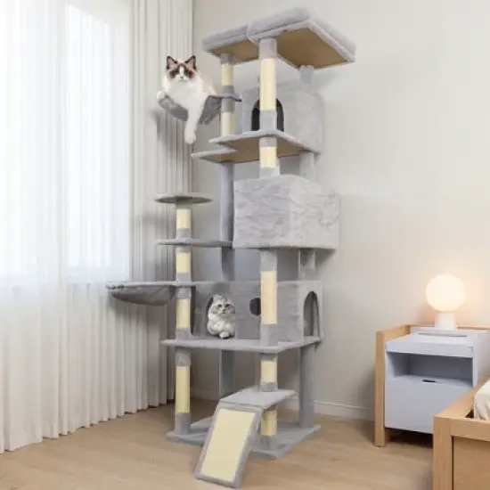 Multipet 84 in Cat Tree Tower with Large Condo, Sisal Scratching Post, Big Hammock and Top Platform image {1}