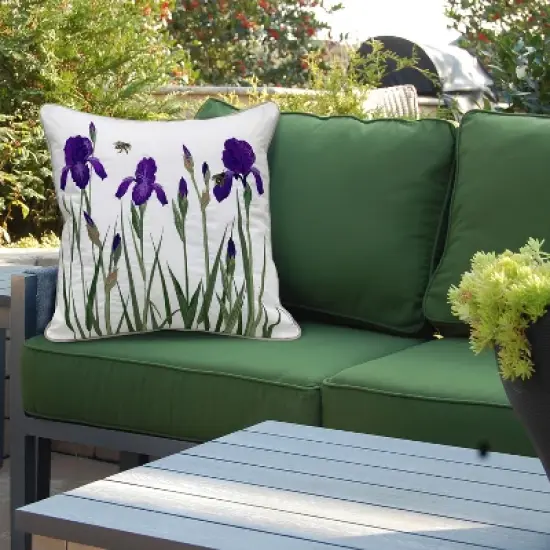 RightSide Designs Iris and Bee Indoor/Outdoor Throw Pillow image {3}