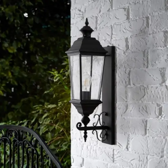 Braden Outdoor Wall Sconce - PLT4084 - Black - Safavieh image {2}
