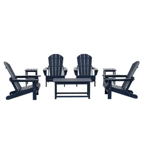 WestinTrends 7 Piece Set Outdoor Folding Adirondack Chairs with Coffee Table Side Table image {16}