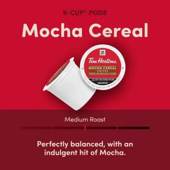 Tim Hortons Medium Roast Mocha Cereal K-Cup Coffee Pods - Compatible with Keurig Brewers - 12 ct image {1}