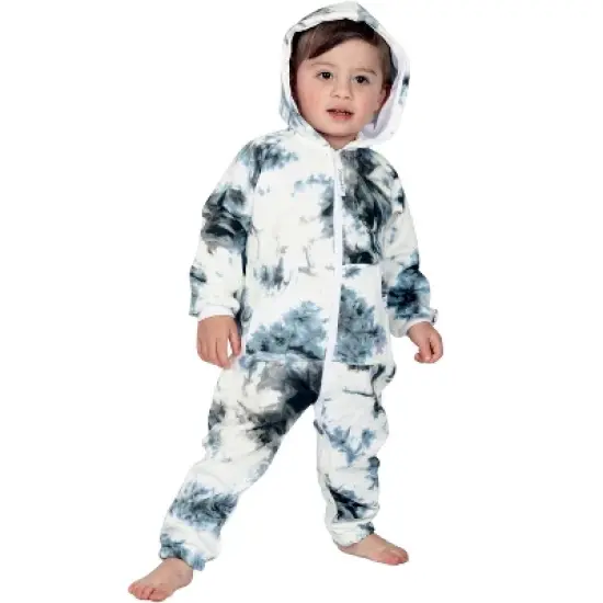 Joggies - TieDye Black Infant Footless Hoodie Onesie image {1}
