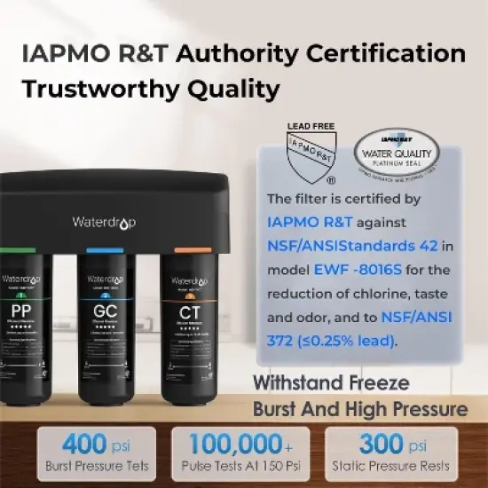 Waterdrop TSB 8-Layer High Capacity Under Sink Water Filtration System, with Dedicated Faucet, Extra WD-10PP Replacement Filter image {5}