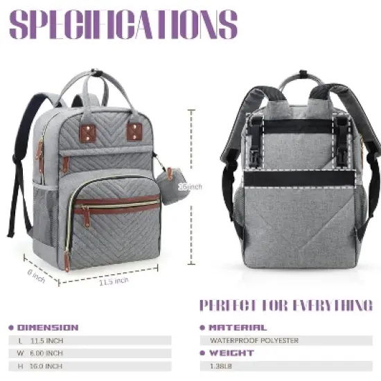 Itopfox Diaper Backpack for Baby Essentials, Multi-Function Waterproof Travel Tote with Stroller Straps & Pacifier Case - Grey image {4}