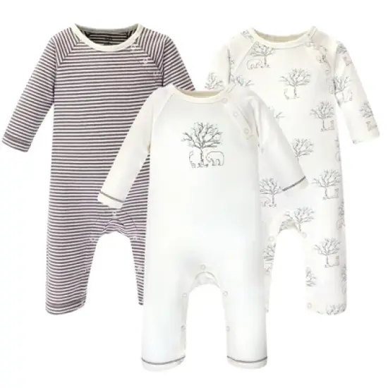 Touched by Nature Baby Organic Cotton Coveralls 3pk, Birch Tree image {4}