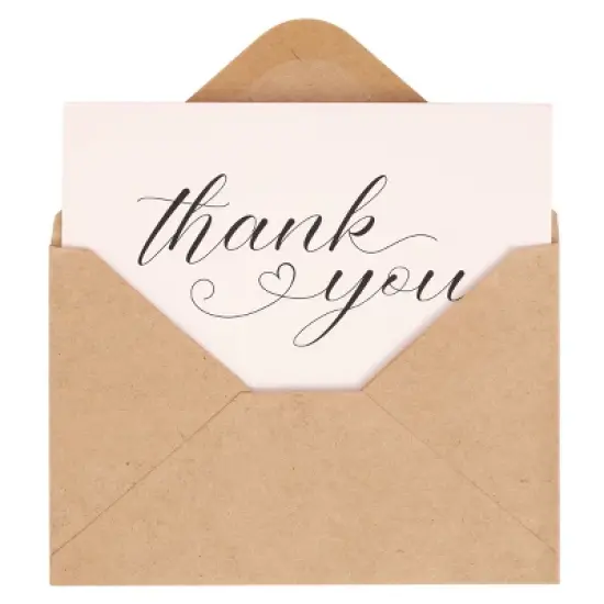 Pipilo Press 36 Pack Simple Thank You Cards with Envelopes, Pink Heart Stickers for Wedding, Bridal Shower, Baby Shower, 4 x 6 In image {3}