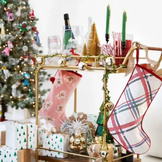 Metal, Wood, and Leather Bar Cart - Gold - Threshold&trade; image {5}