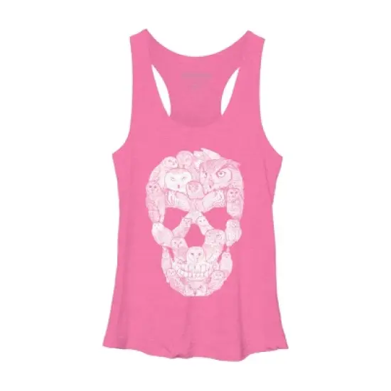 Women's Design By Humans Sketchy Owl Skull By Dinny Racerback Tank Top image {3}
