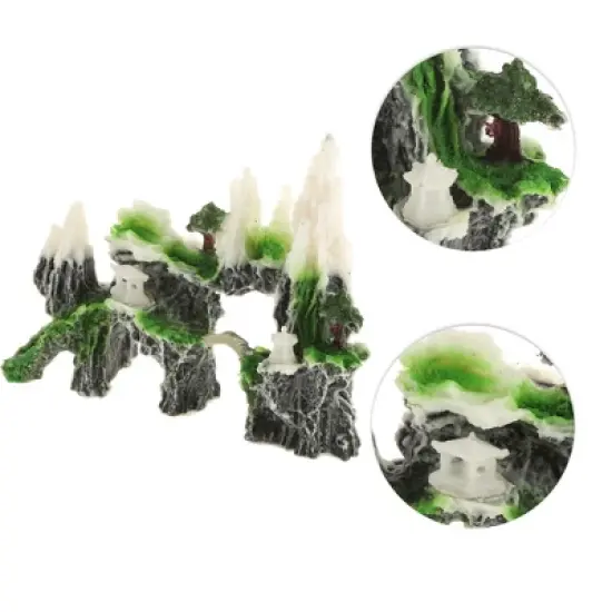 Unique Bargains Aquarium Terrariums Mountain for Fish Tank Landscape Decoration Green White 6.14" 1pcs image {2}