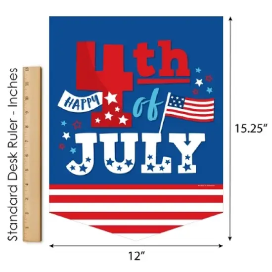 Big Dot of Happiness Firecracker 4th of July - Outdoor Home Decorations - Double-Sided Red, White and Royal Blue Party Garden Flag - 12 x 15.25 inches image {4}