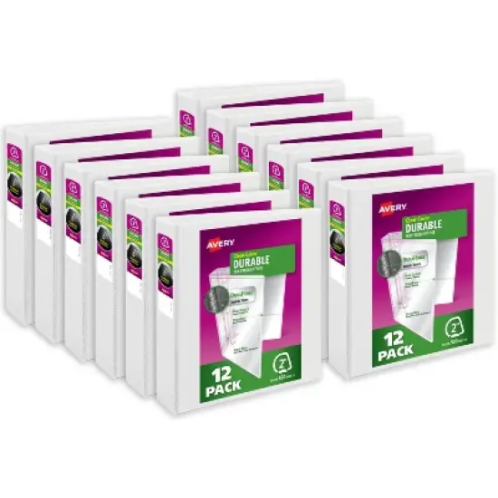 Avery Durable View 3 Ring Binders, 2 Inch Slant Rings, 530-Sheet Capacity, DuraHinge, 2.8 Inch Wide Spine, Customizable Clear Cover and Spine, White image {6}