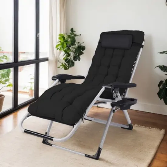 Karl Home Patio Folding Zero Gravity Chair With Blue Cushion image {7}