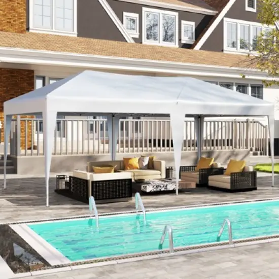 Tangkula 10 x 20 FT Portable Gazebo Shelter w/12 Wind Ropes & 6 Ground Stakes Carrying Bag image {1}