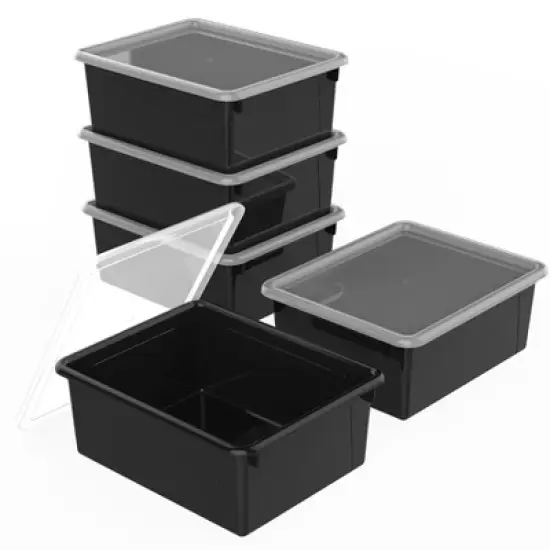 Storex Deep Storage Tray with Lid, Black image {2}