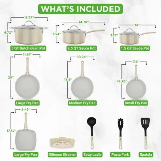 Non-Stick Cookware Set for Easy Cooking with Pots, Pans, Utensils, + Durable White Finish, 20 Pieces image {2}