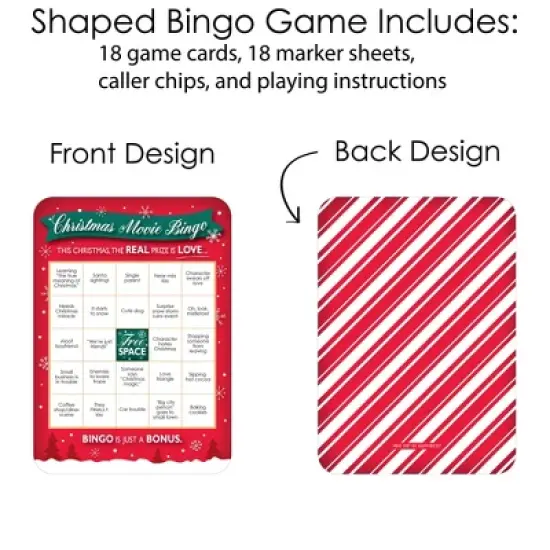 Big Dot of Happiness Christmas Movie Bingo, Christmas Party Games, Rom Com Holiday Bingo, Christmas Girls Night Bingo, Movie Night Game, Set of 18 image {3}