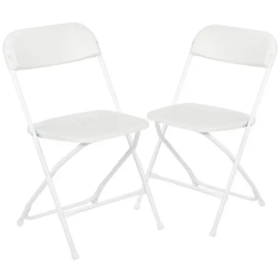 Emma and Oliver Set of 2 Stackable Folding Plastic Chairs - 650 LB Weight Capacity image {19}