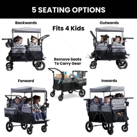 Jeep Wrangler Deluxe 4 Seater Stroller Wagon by Delta Children - Gray image {2}