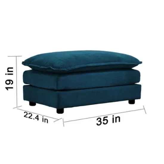 Polyester Polyester Ottomans Footrest to Combine with 2 Seater Sofa, 3 Seater Sofa and 4 Seater Sofa, Blue Polyester image {3}