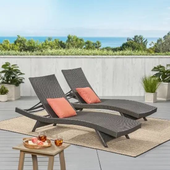 Christopher Knight Home Salem Outdoor Wicker Armless Adjustable Chaise Lounges with Cover (Set of 2) image {11}