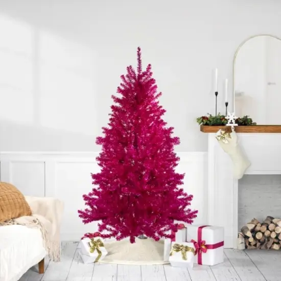 Northlight 6' Metallic Pink Tinsel Artificial Christmas Tree - Unlit image {1}