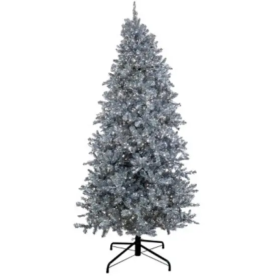 Prelit Matte Silver Metallic Artificial Christmas Tree Warm White Lights - National Tree Company image {6}