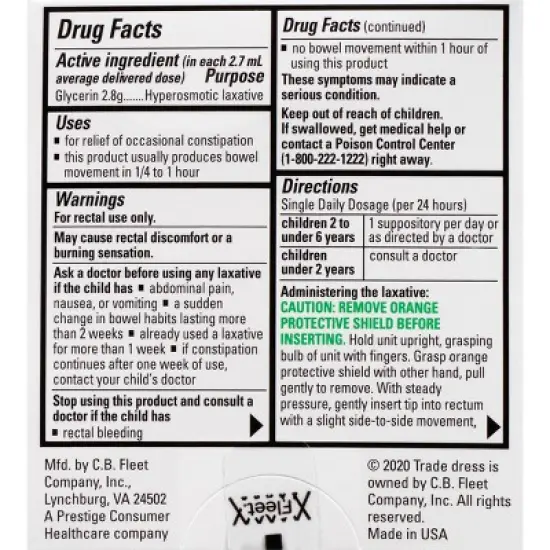 Pedia-Lax Laxative Liquid Glycerin Suppositories for Kids - Ages 2-5 - 6ct image {8}