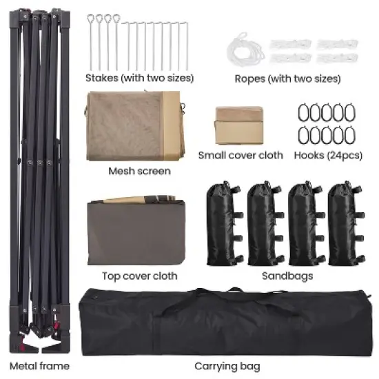 Yaheetech 11&times;11 FT Adjustable Pop-Up Gazebo Tent with Carry Bag & Sandbags & Guy Lines & Ground Stakes image {5}