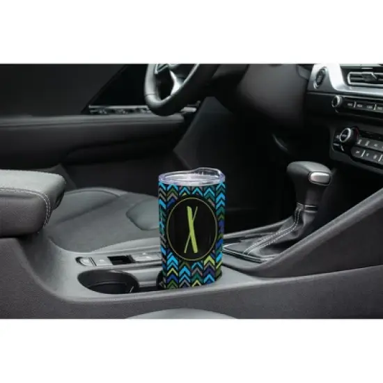 Elanze Designs X Monogram Herringbone Arrows Wrap-Around Design 20 Ounce Stainless Steel On-The-Go Coffee Mug, Thermal Travel Tumbler with Leak image {2}