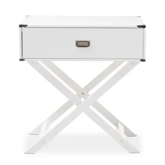 Curtice 1 Drawer Wooden Nightstand White - Baxton Studio image {2}
