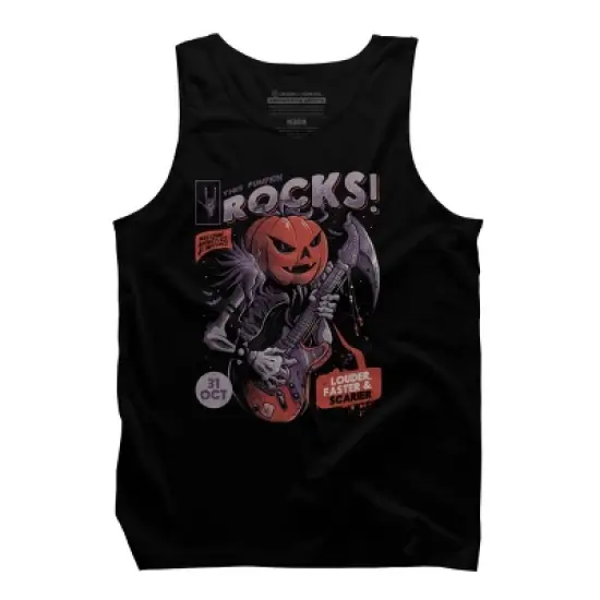 Men's Design By Humans Rock Pumpkin By EduEly Tank Top image {4}