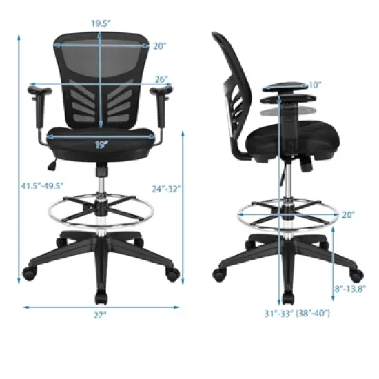 Tangkula Ergonomic Office Chair w/Retractable Footrest High Back Reclining Executive Chair w/Adjustable Headrest image {8}