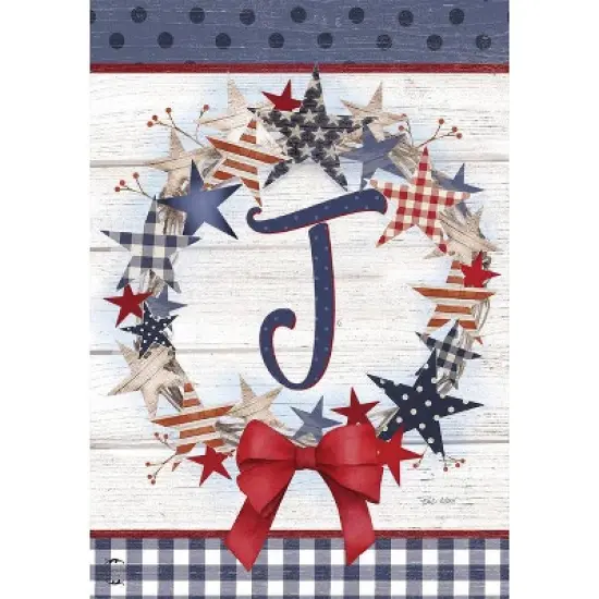 Briarwood Lane Everyday Garden Flag 12x18 For Outdoor American Wreath Monogram J Garden Flag Flags For Outside image {2}