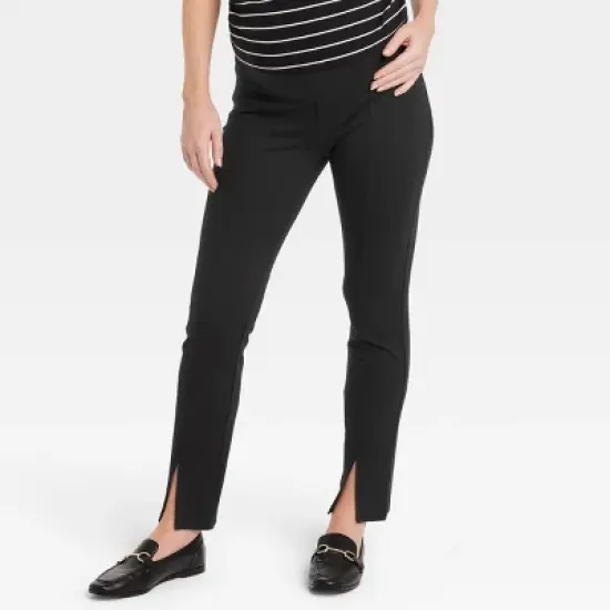 Under Belly Split Front Ponte Maternity Pants - Isabel Maternity by Ingrid & Isabel&trade; Black image {5}