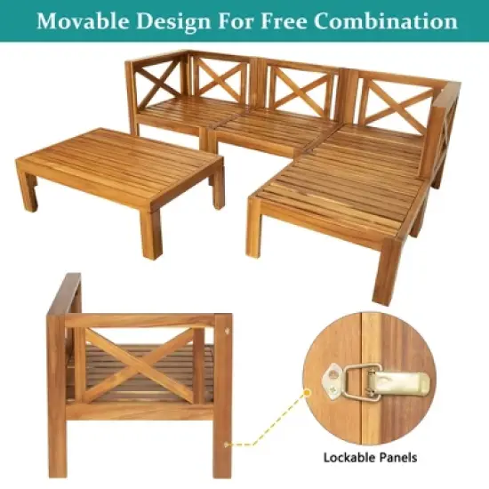 Mshliw 5-Piece Outdoor Sectional Sofa Set with Cushions, and Tea Table &ndash; Stylish Patio Seating for Garden, Deck, or Balcony image {7}