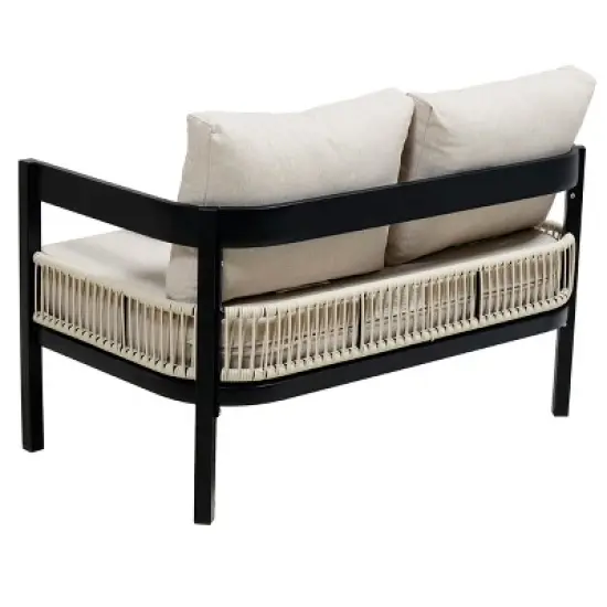 Multi-person Outdoor Iron Sofa Set with A table, Rattan Decoration, Waterproof, Rust-proof, Suitable for Garden, Lawn Use image {5}