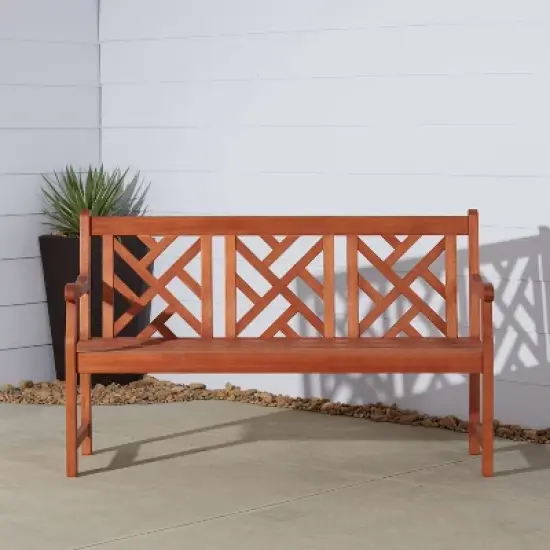 Vifah Eucalyptus Outdoor Wood Bench - Brown image {1}