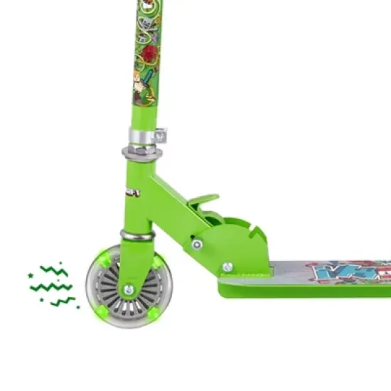 Minecraft 2 Wheeled Folding Kick Scooter with an adjustable handlebar, a sturdy metal deck, and comfortable rubberized grips image {1}