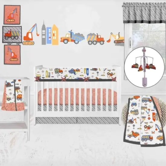 Bacati - Construction Multicolor Boys Cotton Long Crib Rail Guard Cover image {5}